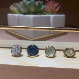 SALE💚 any 3 for $18 💚
 colorful druzy stone stud earrings gold